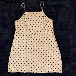 BP. Polka dotted white shift dress